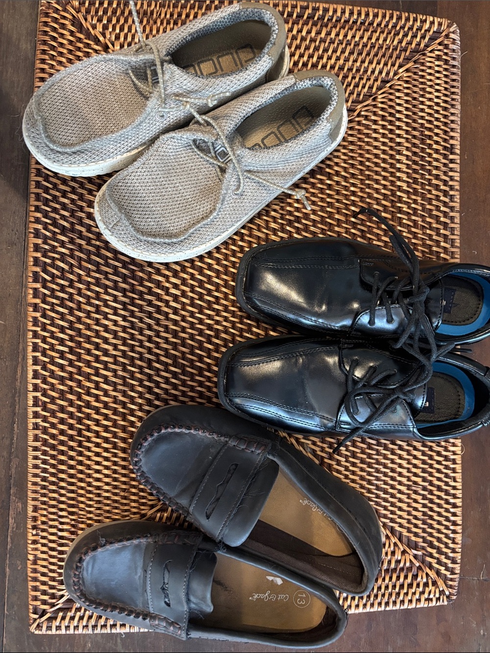 Hey Dude Kids Light Gray Knit Slip-On Shoes including loafers and tuxedo shoes